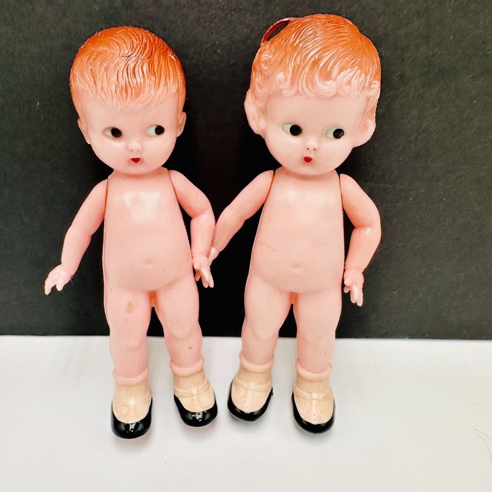 Vintage Knickerbocker Dress Me Dolls Pair 6" Hard Plastic Jointed Arms 1940s